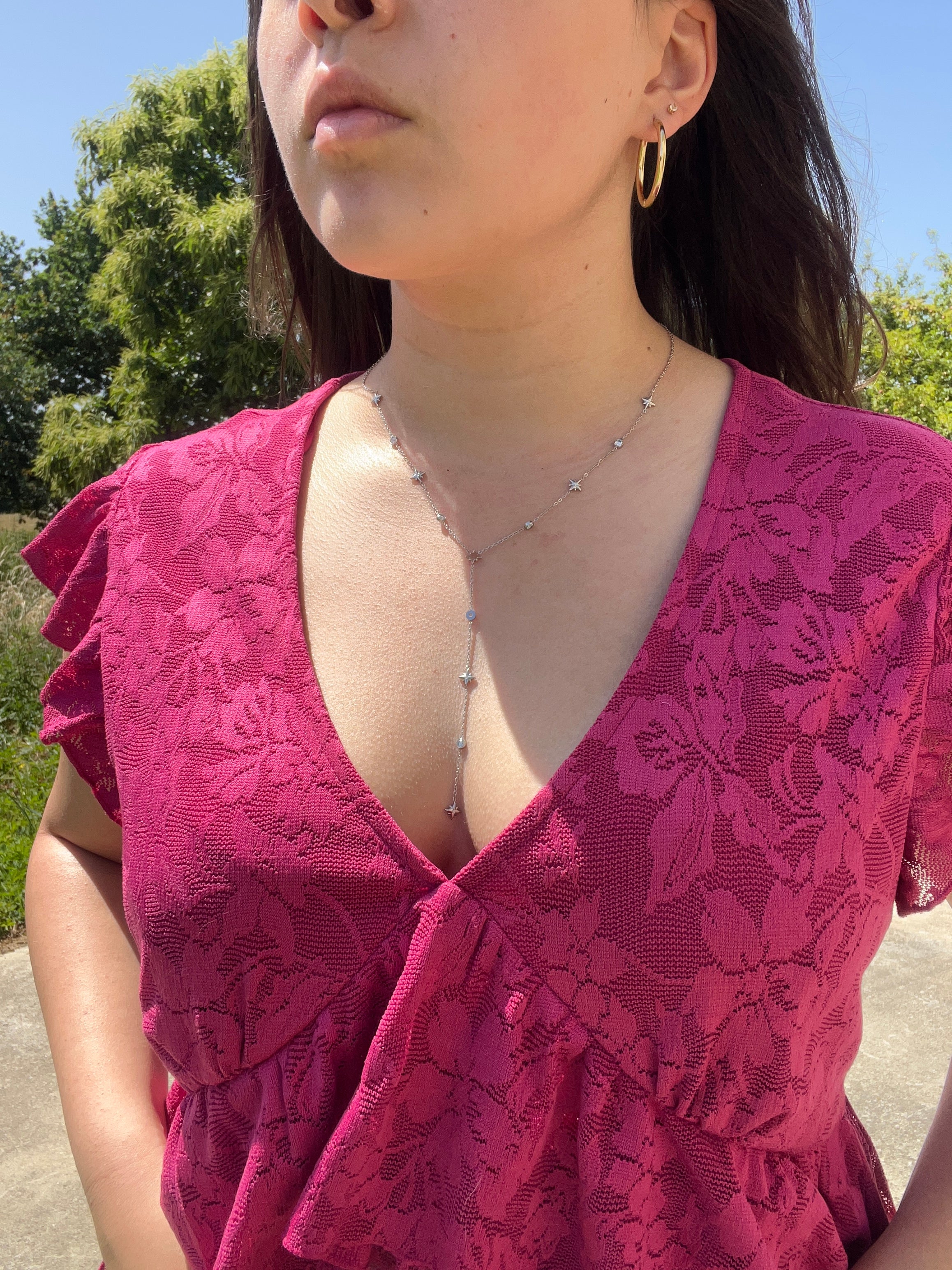 Collier Y argenté